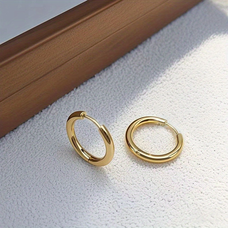 Anti Allergic 18K Golden Plated Stainless Steel Hoop Earrings